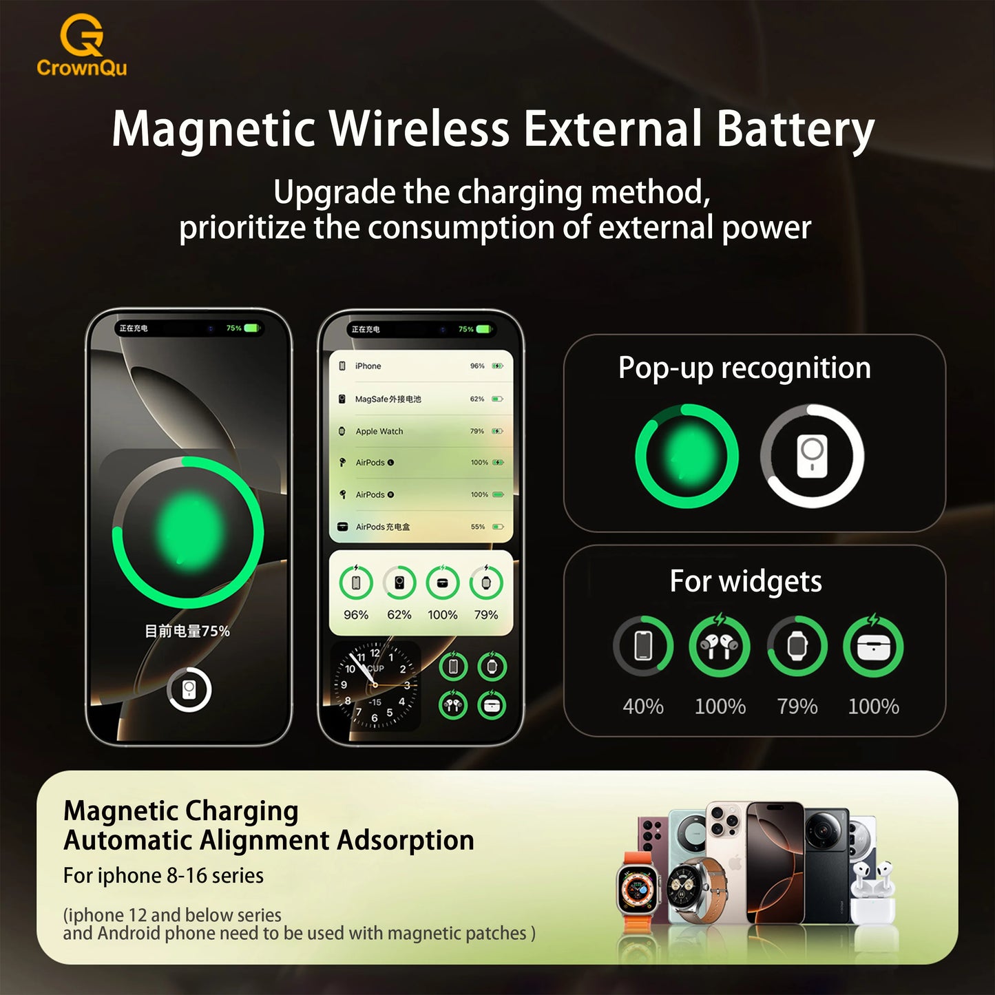 CrownQu Magnetic Power Bank